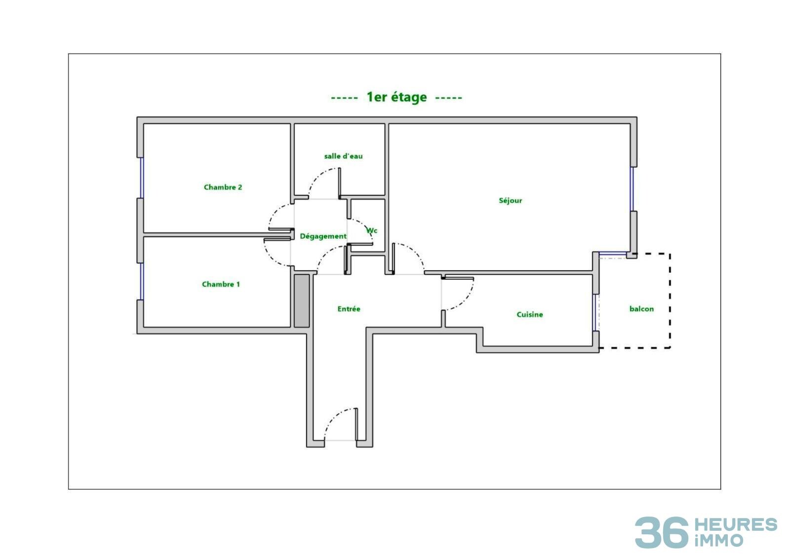 Appartement 3 pièces - 2 chambres - balcon